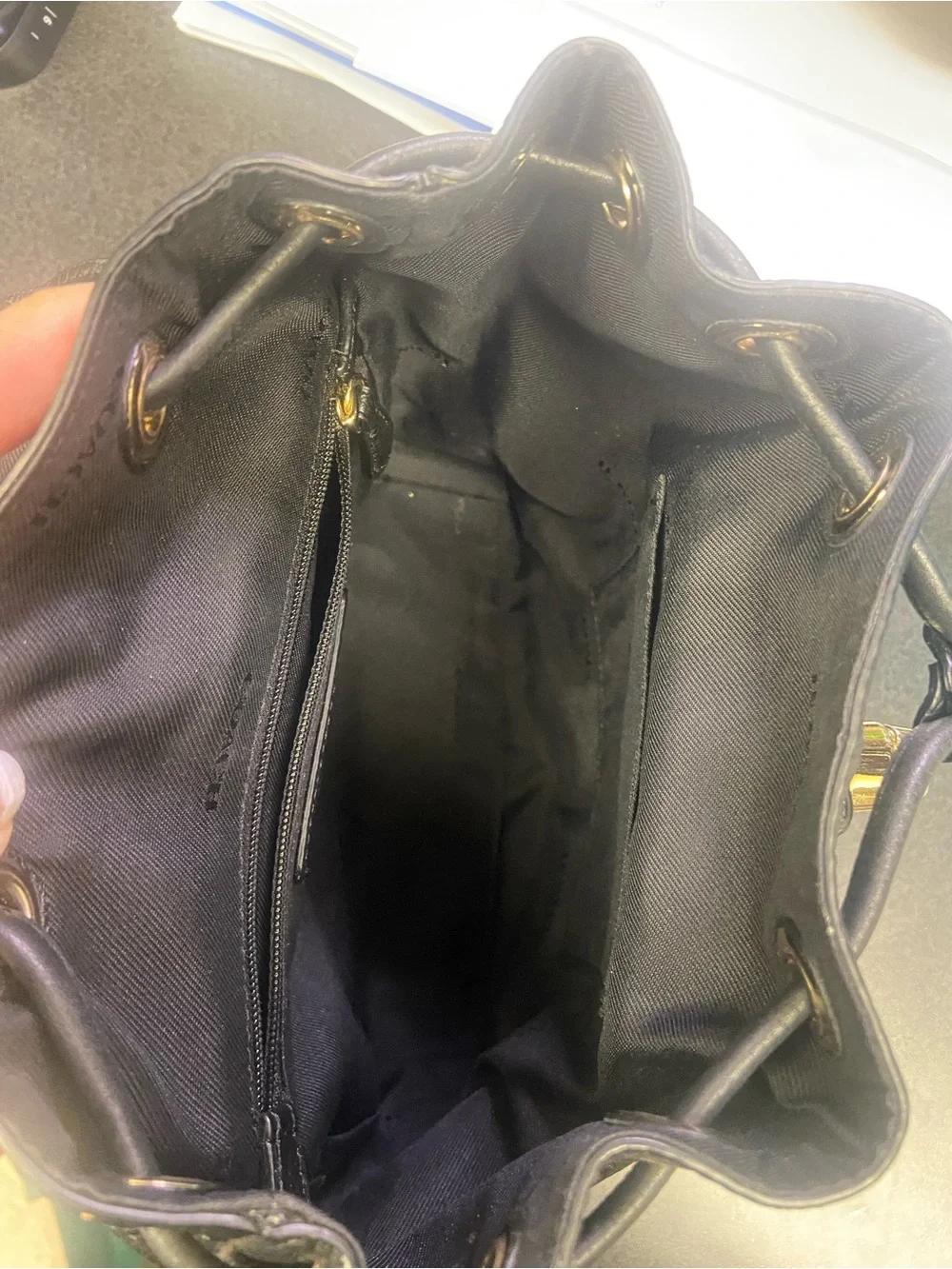 Coach Black Pebbled Leather Mini Backpack with Gold Hardware Accents